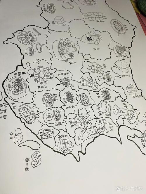 创意手绘中国美食地图