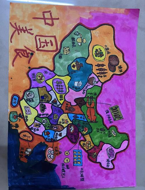 创意手绘中国美食地图