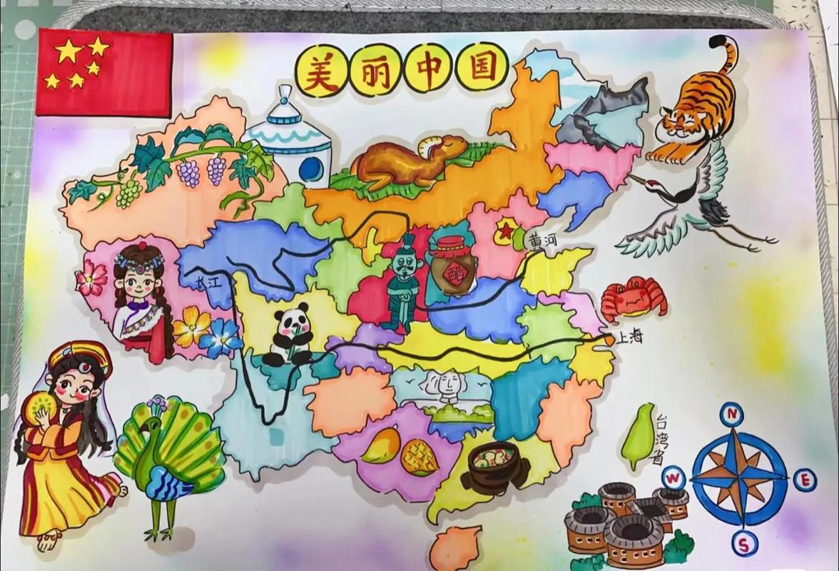 创意手绘中国美食地图