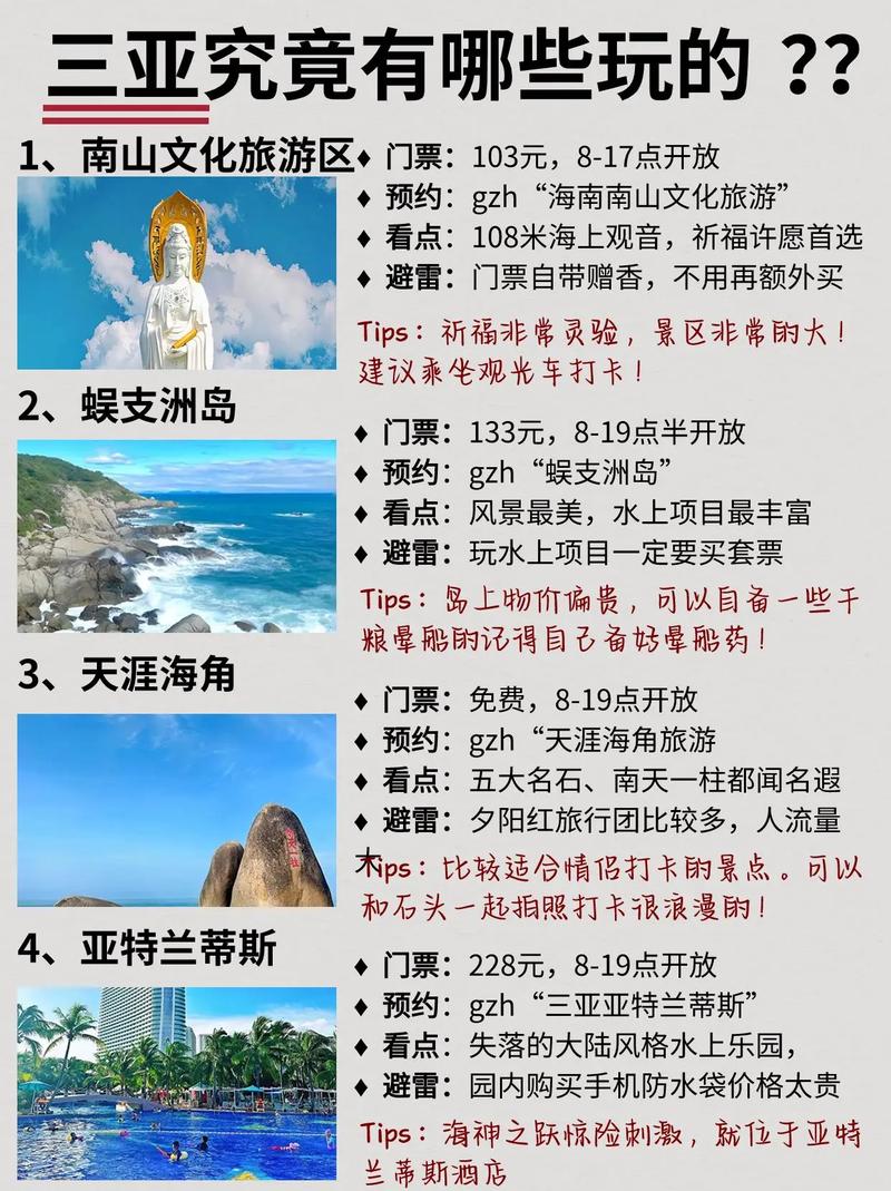 海南三亚旅游景点大全排名